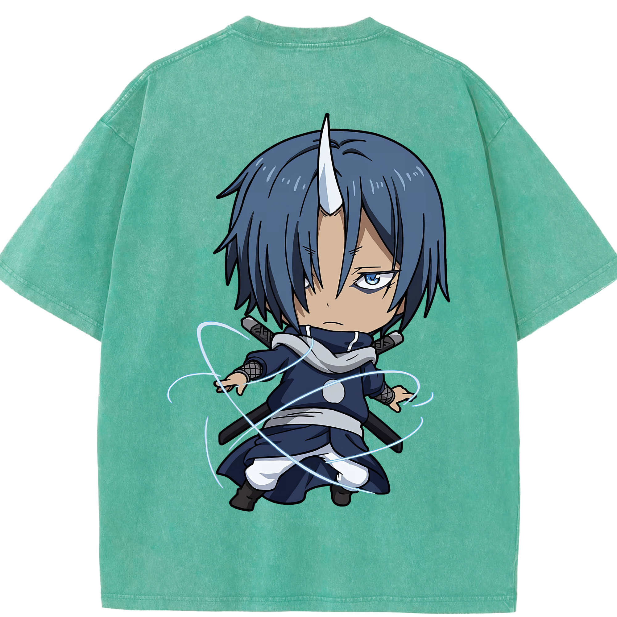 （画像用） 転スラ Regarding Reincarnated to Slime 綿100% ヴィンテージ風 半袖Tシャツ（背面プリント）